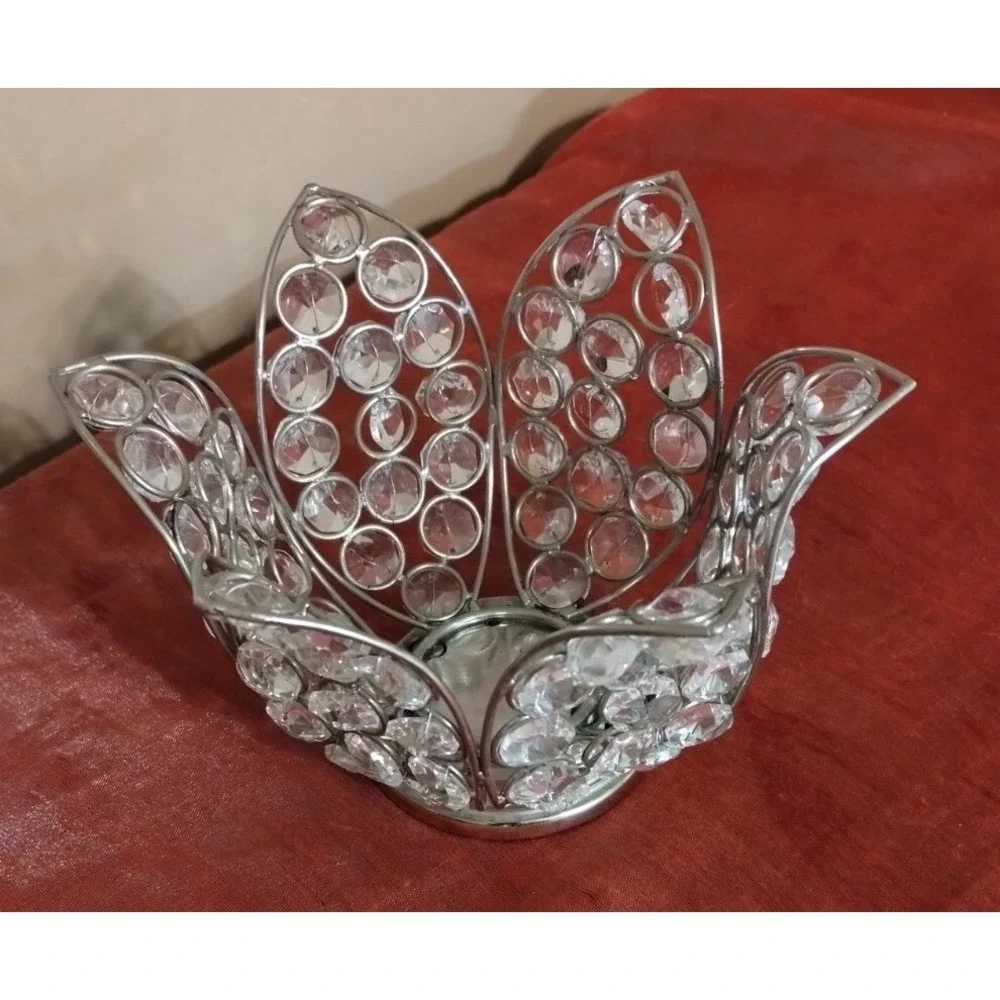 Z Gallerie Crystal Bling Lotus Flower Candle Holder perfect w Tea Light GORGEOUS